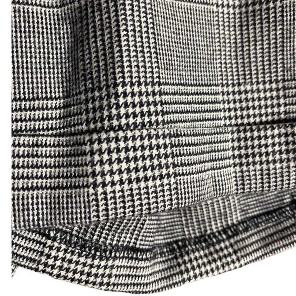 alice + olivia Herringbone Plaid Cuffed‎ Wool Blend Shorts in Black & White 4